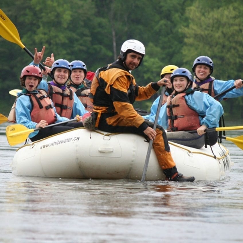 Kids rafting on Durham River