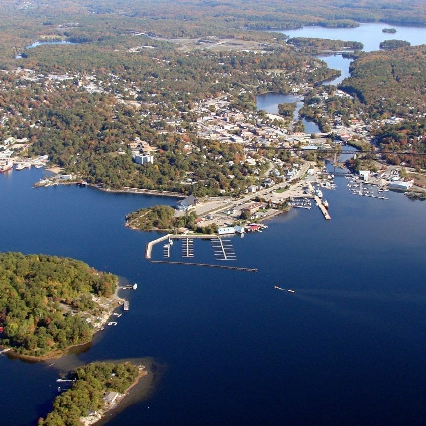 Arial shot of Camp George in Parry Sound
